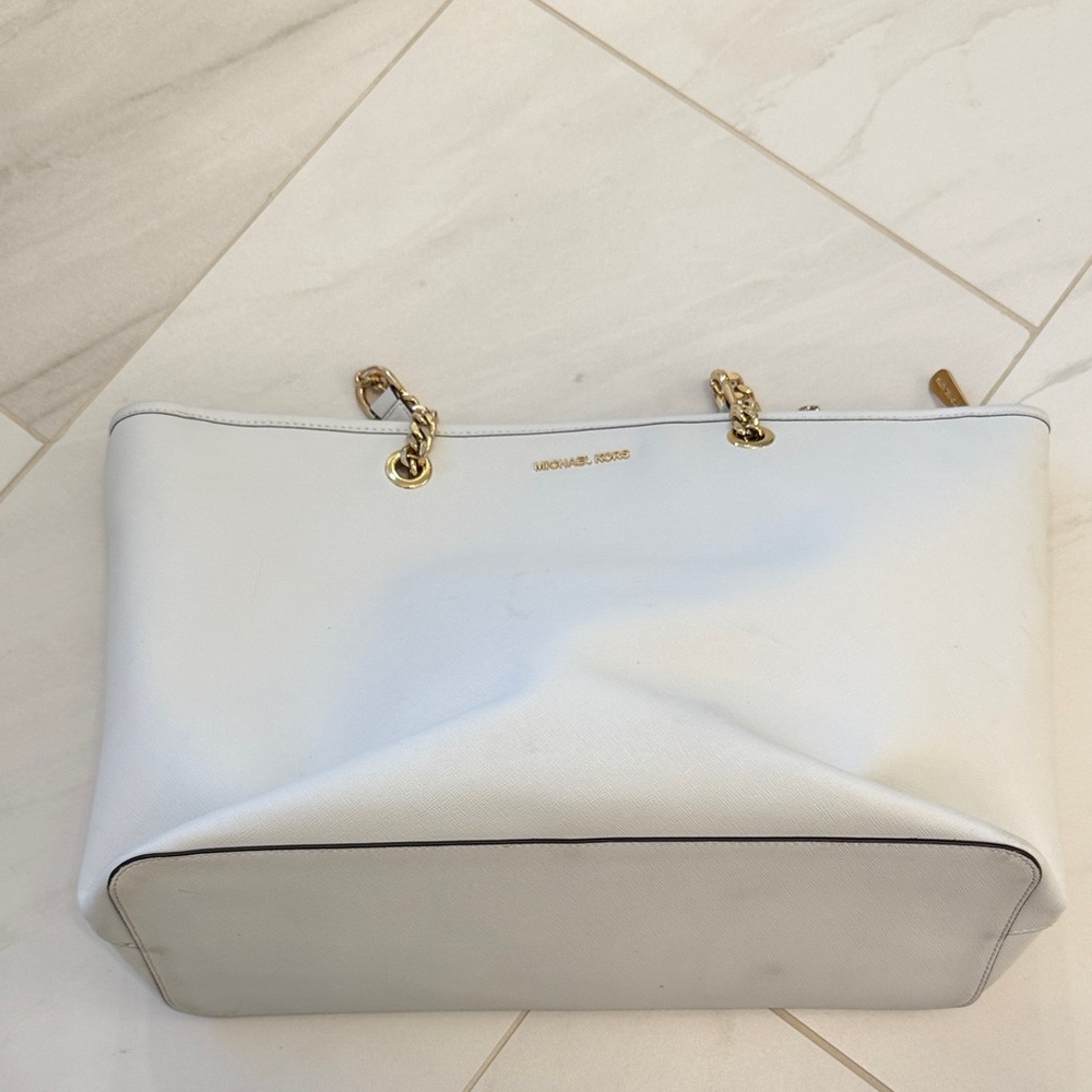 Michael Kors Cream Tote with Gold Accents